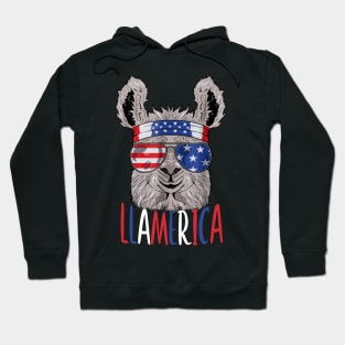 Llamerica Llama Merica Flag 4th Of July Hoodie